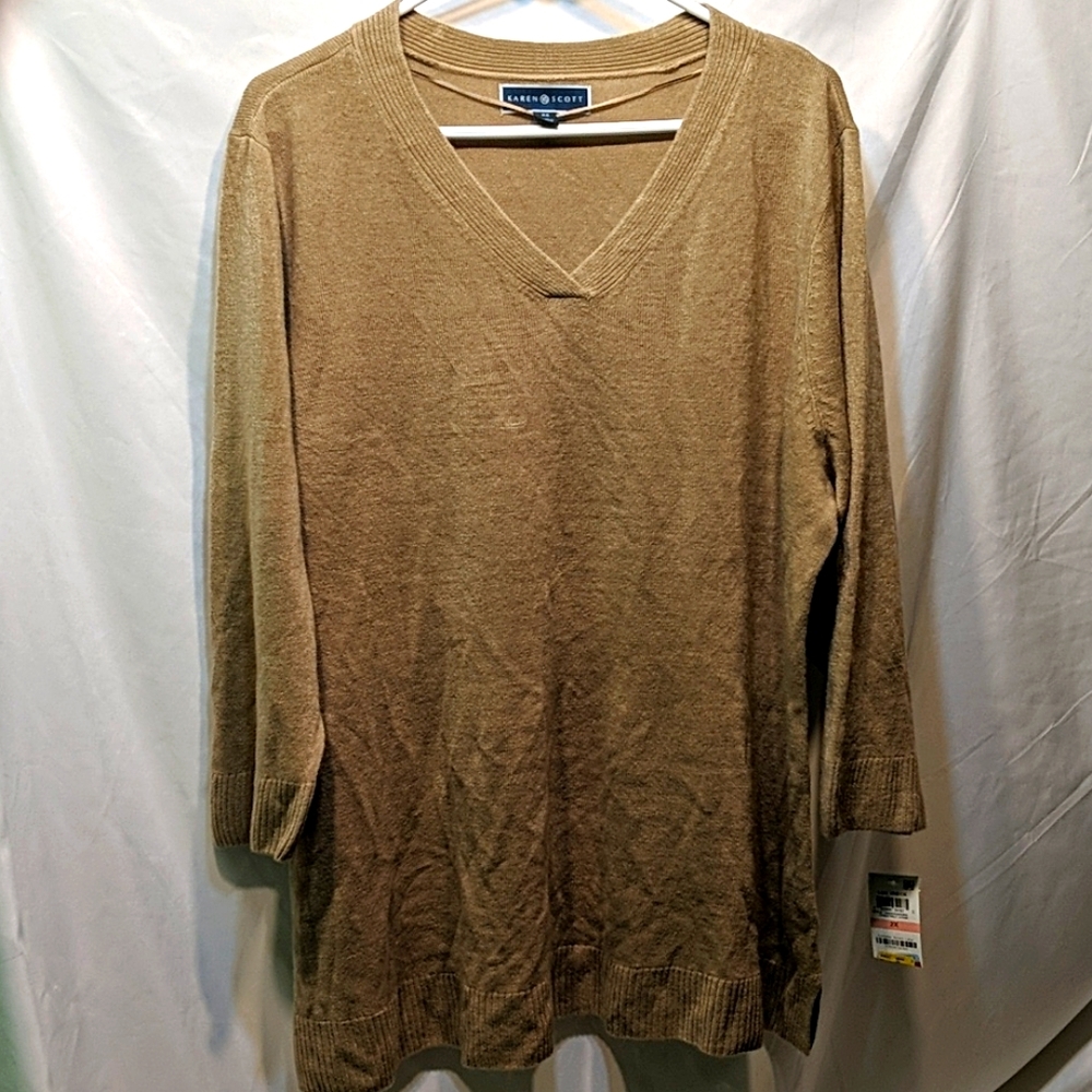 Karen Scott plus size tan sweater